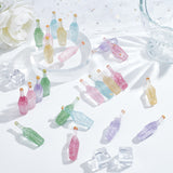 24Pcs 6 Colors Dummy Bottle Transparent Resin Cabochon, with Glitter Powder, Mixed Color, 41.5x12.5x12.5mm, 4pcs/color