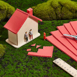 PVC Dollhouse Roof Tiles, Miniature Tiles Model Building Material, Sand Table Micro Landscape Accessories, Rectangle, Red, 201x300x3.5mm
