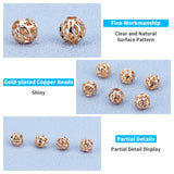 Brass Beads, Hollow, Round, Golden, 6mm, Hole: 2mm, 100pcs/box