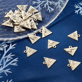 Alloy Charms, with Crystal Rhinestone, Texured, Triangle with Evil Eye, Real 18K Gold Plated, 14x15x2.5mm, Hole: 1.5mm, 22pcs/box