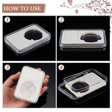 Plastic Coin Storage Box, Rectangle, White, 84.5x59x8mm, Inner Diameter: 37mm