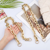 2Pcs 2 Style CCB Plastic Rectangle Cross Chain Bag Straps, with Alloy Spring Gate Ring, Light Gold, 56~65cm, 1pc/style