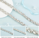 Rhinestone Cup Chain, with Iron Findings, Leaf, Garment Sewing Accessories, Crystal, 15x6mm, about 88~90cm/strand