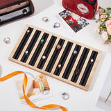 9-Slot Bamboo Ring Organizer Display Trays, with Imitation Leather Inside, Rectangle, Black, 28x15x1.7cm