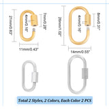 8Pcs 4 Styles 304 Stainless Steel Screw Carabiner Lock Charms, for Necklaces Making, Oval, Golden & Stainless Steel Color, 21~26x11~14x4mm, Screw: 7~8x4mm, 2pcs/style