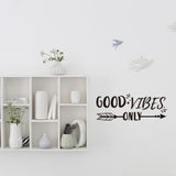 PVC Wall Stickers, for Wall Decoration, Word GOOD VIBES, Arrows Pattern, 580x220mm