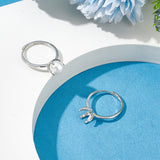 4Pcs Brass Adjustable Ring Settings, Prong Ring Settings for Gemstone, Platinum, Inner Diameter: 17mm, Tray: 7.5mm