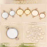 DIY Link Making, with 304 Stainless Steel Cabochon Connector Settings and Transparent Glass Cabochons, Flat Round, Golden & Rose Gold & Stainless Steel Color, 17.5x12x2mm, 19.5x14x2mm, Hole: 2mm, 36pcs/box