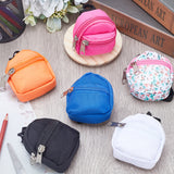 6Pcs 6 Colors Casual Mini Cloth Doll Backpack, with Zipper, for Girl BJD Accessory Bag, Mixed Color, 80x70x39mm, 1pc/color