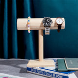 Wooden T-Bar Detachable Bracelet Display Stands, Tabletop Bracelet Organizer Holder, Wheat, Finish Product: 7.7x20x21cm