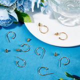 30Pcs Brass C-shape Stud Earrings, Half Hoop Earrings for Women, with 30Pcs 304 Stainless Steel Ear Nuts, Real 18K Gold Plated, 15x20x3mm, Pin: 0.7mm