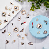 32Pcs 16 Style Alloy Enamel Charms, with Imitation Pearl White Plastic/Resin Beads, with Rhinestone, Clothes & Bag & Flower, Mixed Color, 12~28x7~25x1.5~7mm, Hole: 1.2~2mm, 2pcs/style