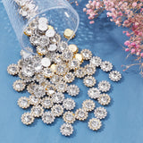 80Pcs 2 Colors Sew on Rhinestone, Resin Rhinestone, with Iron Prong Settings, Garments Accessories, Faceted, Flower, Platinum & Golden, 16x7.5mm, Hole: 5x3mm, 40pcs/color