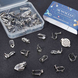 36Pcs 9 Style 304 Stainless Steel Clip-on Earring Findings, with 4Pcs Screw Clip Earring Findings, Stainless Steel Color, 12~22x6~18x3.5~8mm, Hole: 11~3mm, 4pcs/style