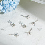 3 Pairs Rhodium Plated 925 Sterling Silver Studs Earrings Finding, Earring Settings, with 6Pcs Plastic Ear Nuts, with S925 Stamp, Platinum, 15mm, Tray: 4mm