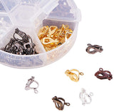 Brass Clip-on Earring Findings, for Non-pierced Ears, Mixed Color, 13x6x7mm, Hole: 1mm, about 16pcs/color, 96pcs/box