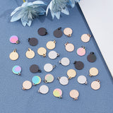 Vacuum Plating 304 Stainless Steel Charms, with Jump Rings, Blank Stamping Tag, Flat Round, Mixed Color, 14.5x12x0.8mm, Hole: 3.5mm