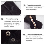 Square Velvet Jewelry Bags, with Snap Fastener, Black, 7x7x0.95cm