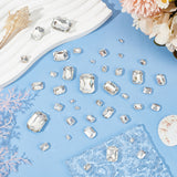 94Pcs 6 Style Pointed Back Glass Rhinestone Cabochons, Faceted, Rectangle Octagon, Crystal, 6~25x4~18x2~8mm