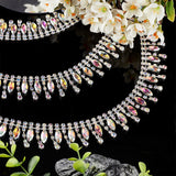 Alloy Rhinestone Cup Chains, Horse Eye Tassel Chains, Wedding Dress Decorative Chains, Light Siam AB, 880x22~30mm