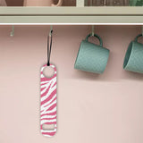 201 Stainless Steel Bottle Opener, with PU Leather Cord, Rectangle, Zebra Print, 178x38x2mm