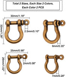 8Pcs 4 Colors Alloy D-Ring Anchor Shackle Clasps, Mixed Color, 2pcs/color