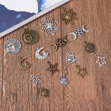 Tibetan Style Alloy Pendants, Sun & Moon & Star, Mixed Color, 72pcs/set