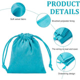 Faux Suede Packing Pouches, Drawstring Bags, Light Sea Green, 9.6x8cm