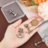 4Pcs 2 Styles 304 Stainless Steel Anchor Hook Clasps, For Leather Cord Bracelets Making, Antique Silver, 39~39.5x27~28x5~7.5mm, 2pcs/style