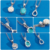 3Pcs 3 Styles Rhodium Plated 925 Sterling Silver Pendant Cabochon Settings with Prongs Mounting, Open Back Settings, Mixed Shapes, with 925 Stamp, Platinum, Tray: 8~10x6.5~8mm, 11.5~16x7.5~16mm, Hole: 4.5x3~3.5mm, 1pc/style