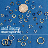 285Pcs 12 Styles Brass Jump Rings, Round Ring, Mixed Color, 6~12x1~1.2mm, 16 Gauge~18 Gauge, Inner Diameter: 3.8~9.3mm, 285pcs/box