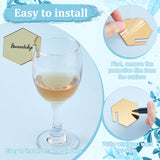 40Pcs Custom Mirror Acrylic Wine Glass Charms, Goblet Marker, Hexagon, Gold, 49x43x1.5mm, 40pcs