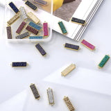 Brass Links Connectors, with Druzy Resin, Rectangle, Golden, Mixed Color, 26x8x4~5mm, Hole: 1mm, 24pcs/box