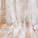 Nylon Eyelash Lace Trim Fabric, for DIY Decorative Clothing Sewing Applique Fabric, White, 300x150cm