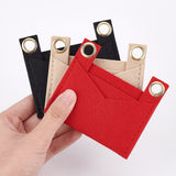 3Pcs 3 Colors Felt Bags Organizer Insert, Mini Envelope Handbag Shaper Premium Felt, with Iron Grommets, Mixed Color, 9x8x0.5cm, Hole: 10mm, 1pc/color