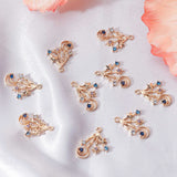 10Pcs Brass Cubic Zirconia Pendants, Nickel Free, Moon & Star, Real 18K Gold Plated, 18x14x2.5mm, Hole: 1mm