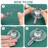 DIY Mixed Gemstone Bullet Wine Glass Charm Making Kit, Include Gemstone & Glass Pendant, Brass Wine Glass Charm Rings, 36~40x12mm