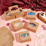 Kraft Paper Gift Box, Folding Box with Window, Rectangle, Tan, Cloud Pattern, 7.6x7.2x4cm