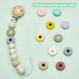 20Pcs 10 Colors Silicone Beads, Daisy, Mixed Color, 19.5x7.5mm, Hole: 1.6mm, 2pcs/color