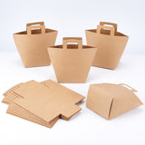 Rectangle Foldable Creative Kraft Paper Gift Bag, with Jute Cords and Paper Price Tags, Tan, 9x17.5x12cm