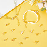 60Pcs 3 Size Long-Lasting Plated Brass Ribbon Ends, Rectangle, Golden, 7x6~10mm, Hole: 1x2.5mm, 20Pcs/size