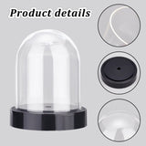 2Pcs Plastic Display Bases with 2Pcs Glass Dome Covers, for Cloche Bell Jars, Mixed Color, 75~89x19.5~90.5mm, Hole: 8mm, Inner Diameter: 72~82mm