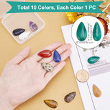 10Pcs 10 Colors Mixed Gemstone Cabochons, Teardrop, 28~29x15~17x6~9mm, 1pc/color