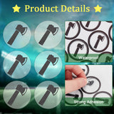 PVC Plastic Waterproof Stickers, Dot Round Self-adhesive Decals, for Helmet, Laptop, Cup, Suitcase Decor, Axe, Tools Pattern, 195x195mm, 25pcs/sheet