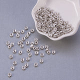 Brass Rhinestone Spacer Beads, Grade A, Straight Flange, Rondelle, Crystal, Silver, 5x2.5mm, Hole: 1mm, 200pcs/box