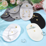 6Pcs 6 Colors Microfiber Jewelry Storage Bags, with Snap Fastener, for Earrings, Bracelets, Rings Storage, Arch Shape, Mixed Color, 7.95x7.8x0.15~0.3cm, 1pc/color