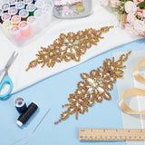 Rhinestone Flower Appliques, Ornament Accessories for Bridal Belt, Lt.Col.Topaz, 87~93x238~242x4.5~5mm