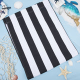Stripe Pattern Chair Canvas Cloth, Beach Chair Cloth Replacement Supplies, Black, 1130x432x1mm