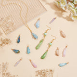 14Pcs 7 Colors Electroplated Natural Quartz Crystal Copper Wire Wrapped Pendants, Nuggets Charms, Golden, Mixed Color, 28~43mm, Hole: 3.5mm, 2pcs/color