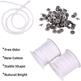 Eco-Friendly Candle Wick, 18-Ply, with Iron Candle Wick Base, White, Candle Wick: 2x0.5mm, about 61m/roll, 2rolls/set, Candle Wick Base: 12.5x4mm, 100pcs/set